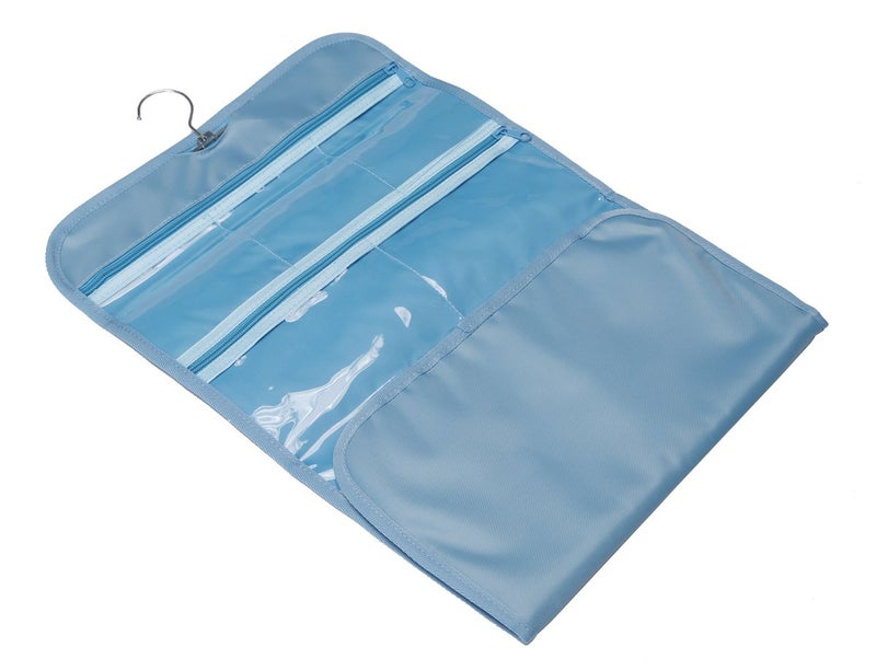 Wodison Foldable Clear Hanging Travel Toiletry Bag Cosmetic Organizer Storage (Blue) - Image 5